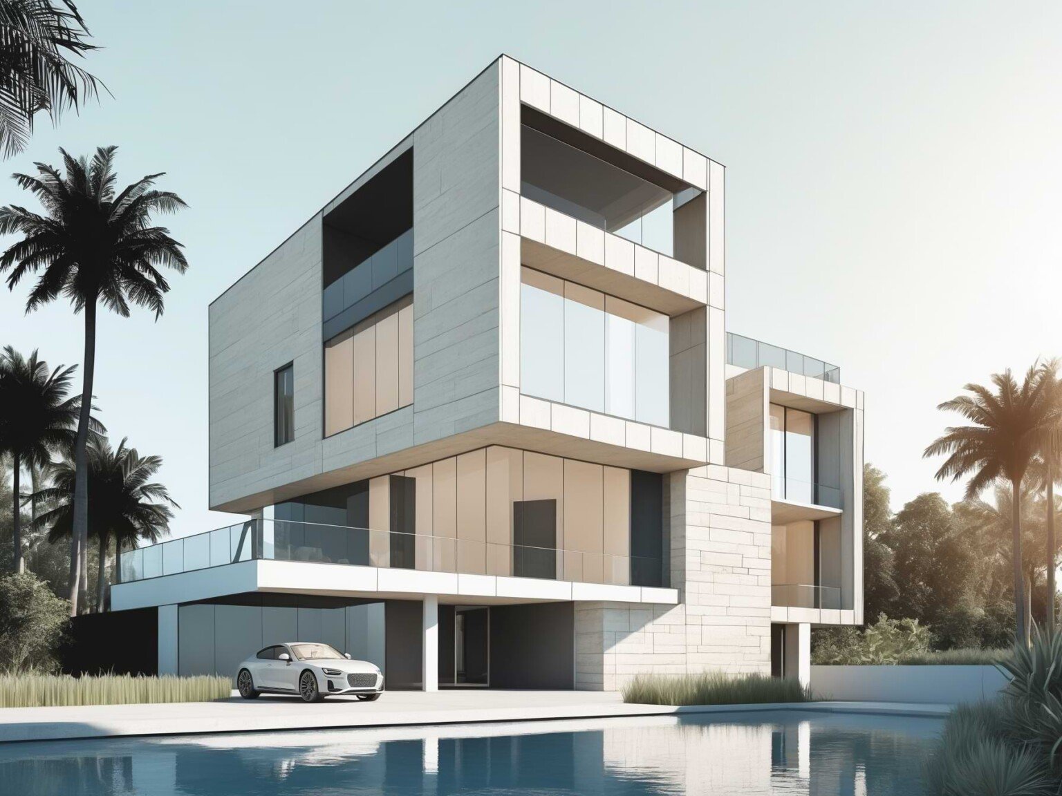 ai architecture designed luxury home with modern aesthetics